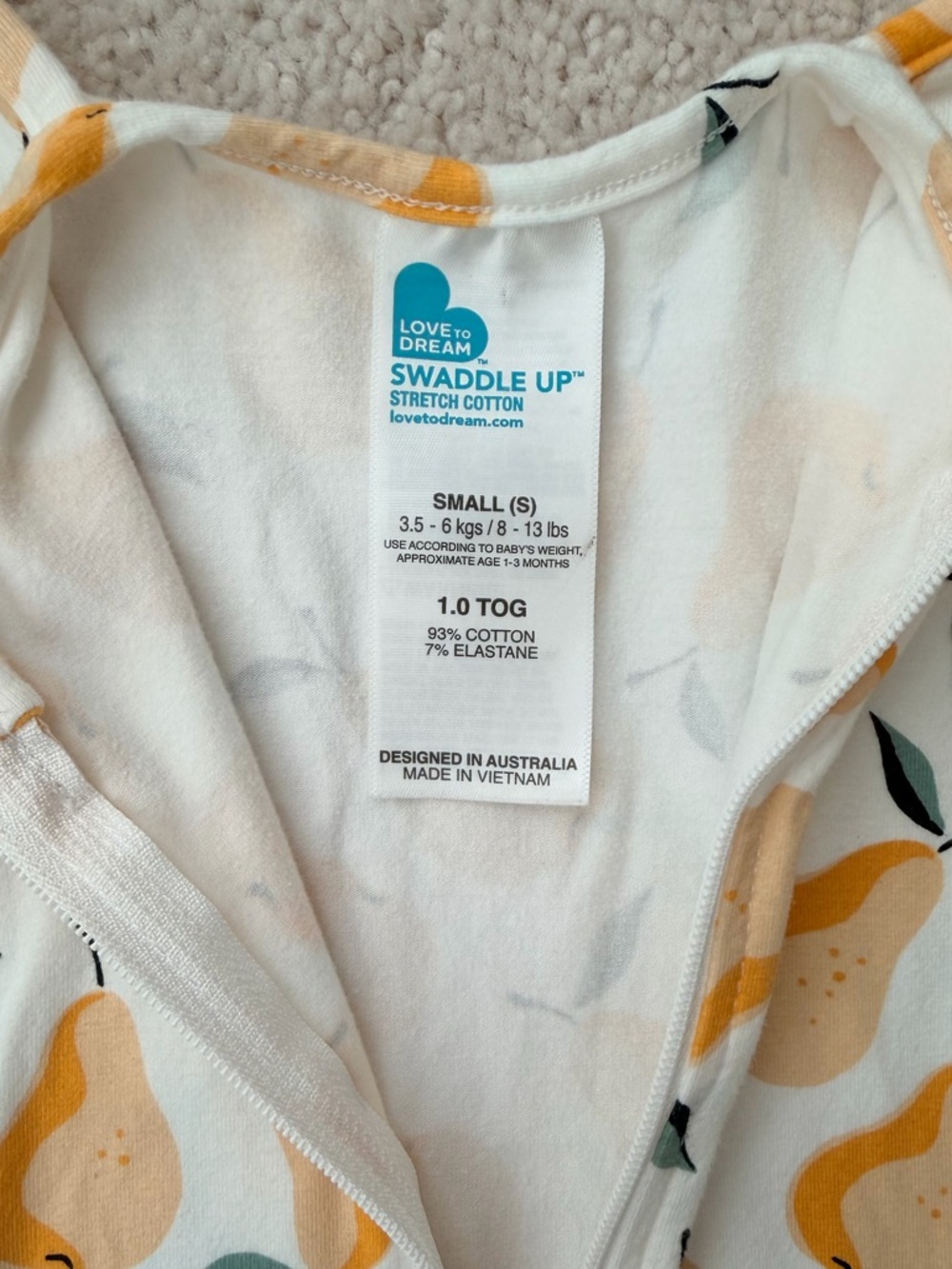 Love to Dream Yellow Pear Print Swaddle Sack - Picture 5 of 8